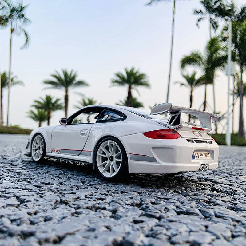 Bburago 1:18 Porsche 911 GT3 RS 4.0 white racing edition die casting alloy car model Art Deco Collection Toy tools gift factory