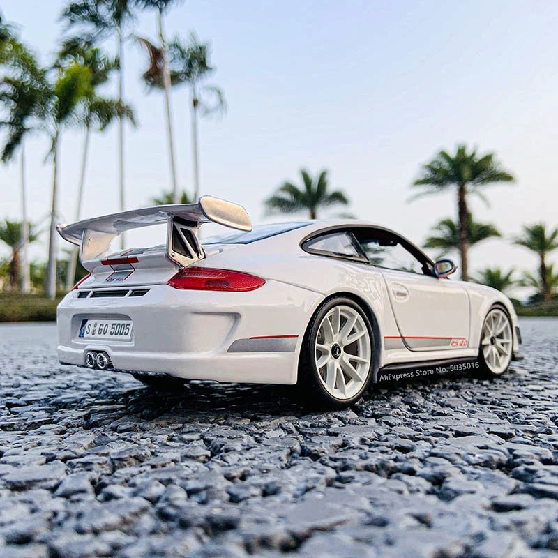 Bburago 1:18 Porsche 911 GT3 RS 4.0 white racing edition die casting alloy car model Art Deco Collection Toy tools gift factory
