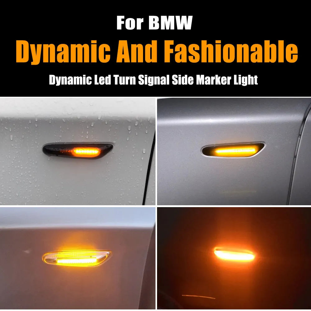 2pcs for BMW Led Dynamic Side Marker Turn Signal Light Sequential Blinker Light for E90 E91 E92 E93 E60 E87 E82 E46 Error Free