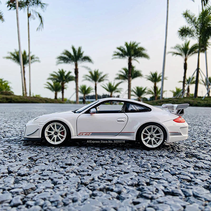 Bburago 1:18 Porsche 911 GT3 RS 4.0 white racing edition die casting alloy car model Art Deco Collection Toy tools gift factory