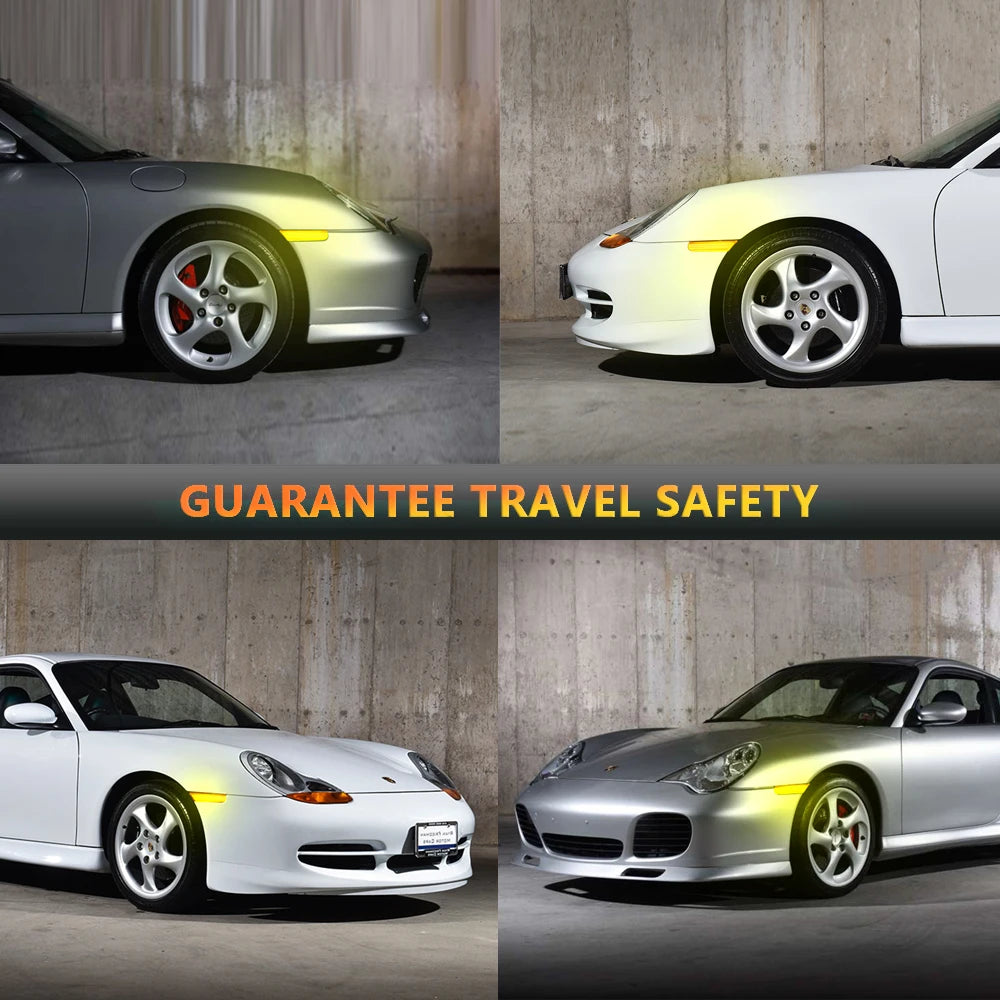 2Pcs Dynamic Amber LED Side Marker Light For Porsche Boxster 986 996 911 Carrera Targa 1996-2004 Turn Signal Lamp Car Blinker