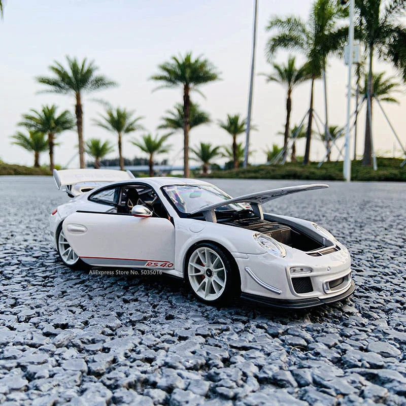 Bburago 1:18 Porsche 911 GT3 RS 4.0 white racing edition die casting alloy car model Art Deco Collection Toy tools gift factory