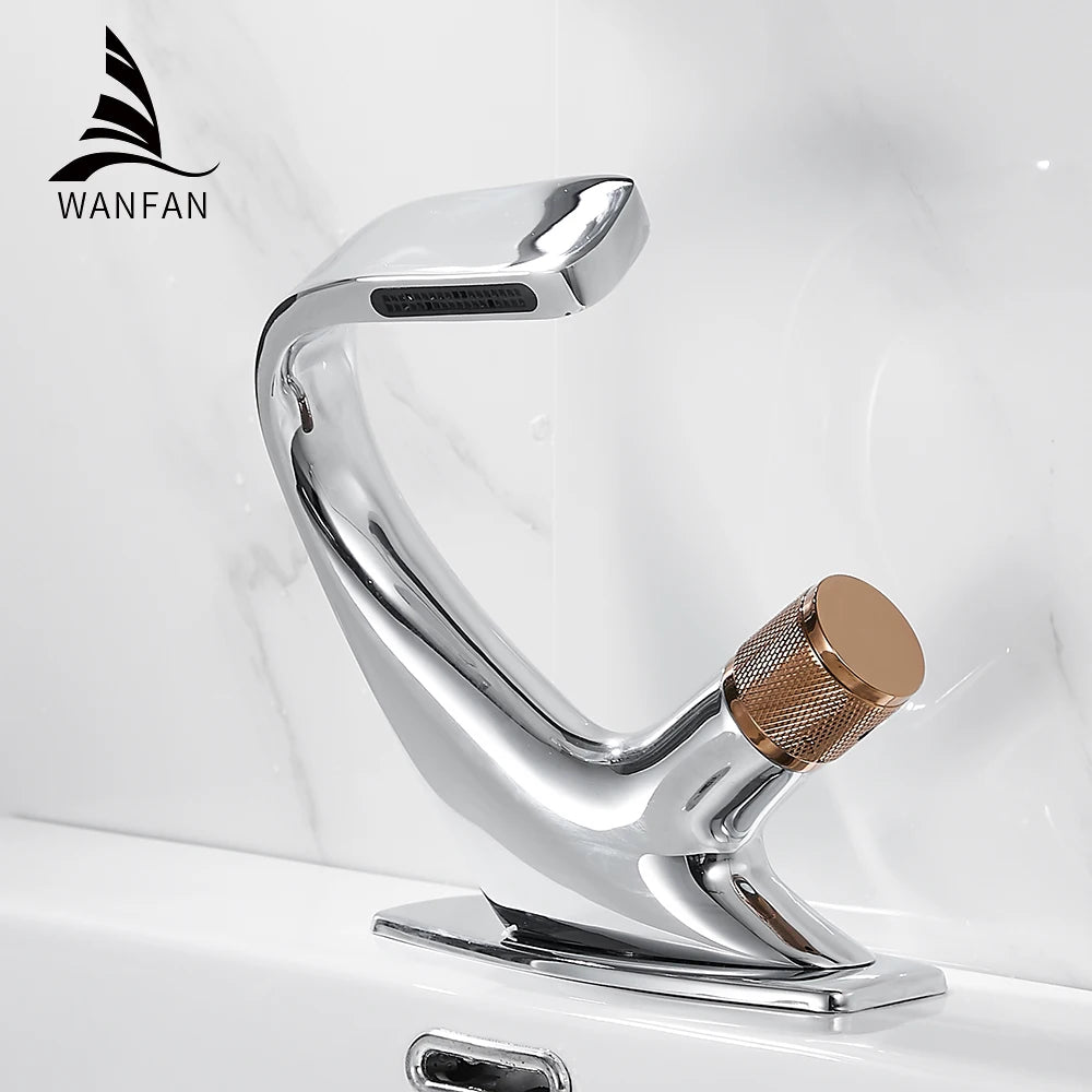 Basin Faucets Matte Black Modern Bathroom Mixer Tap Brass Washbasin Faucet Single Handle Single Hole Elegant Crane 855818