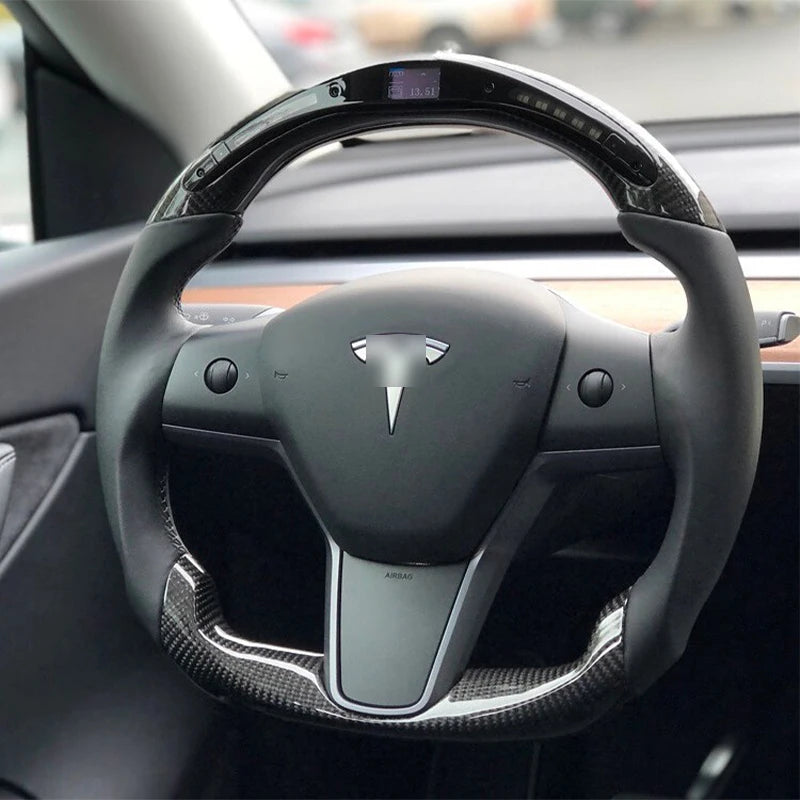 Suitable for TESLA YOKE steering wheel Tesla model 3 model Y model X model S carbon fiber steering wheel LED steering wheel