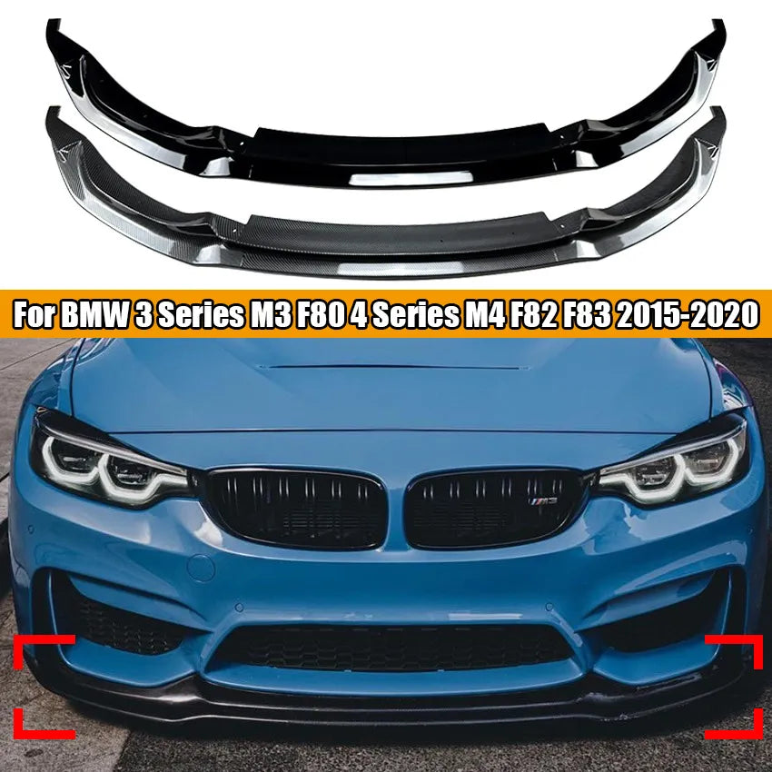 3PCS Car Front Bumper Lip Spoiler Splitter For BMW M3 F80 M4 F82 F83 Diffuser Splitter Cover Gurad Body kits 2015-2020 Tuning
