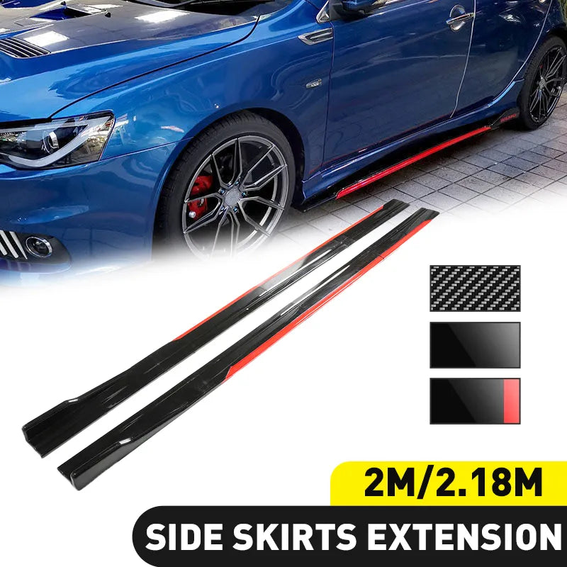 8PCS 2m/2.18m Universal Side Skirt Extension Rocker Plate Lip Separator Bumper For BMW Mercedes-Benz Toyota Audi Nissan Honda