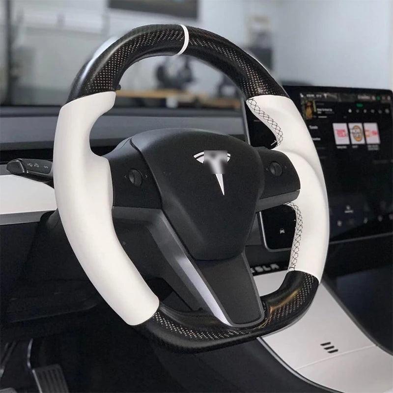 Suitable for TESLA YOKE steering wheel Tesla model 3 model Y model X model S carbon fiber steering wheel LED steering wheel