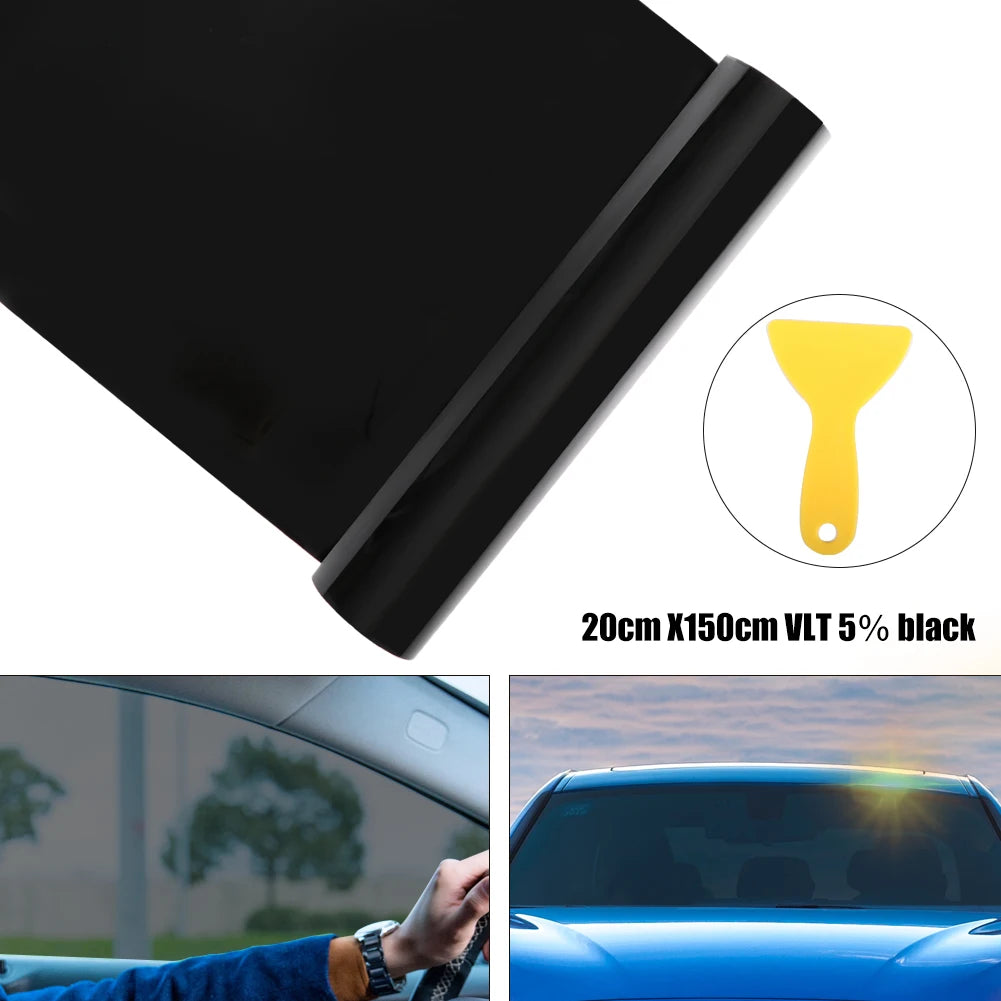 Solar Film for Car Windscreen 20cm X150cm Tinted In Black Clear Solar Film Anti-UV Sun Shade Car Accessories Solar Protection