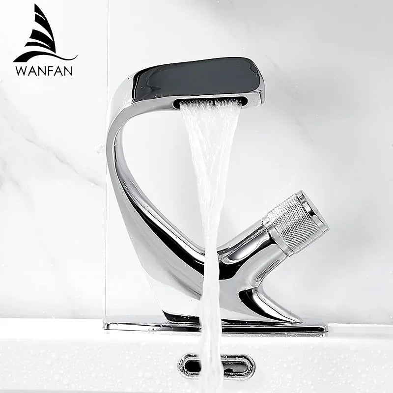 Basin Faucets Matte Black Modern Bathroom Mixer Tap Brass Washbasin Faucet Single Handle Single Hole Elegant Crane 855818