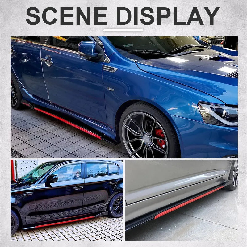 8PCS 2m/2.18m Universal Side Skirt Extension Rocker Plate Lip Separator Bumper For BMW Mercedes-Benz Toyota Audi Nissan Honda