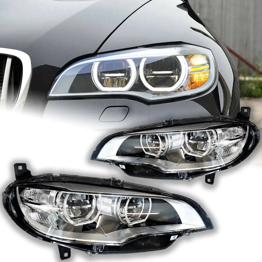 AKD Car Styling Head Lamp for BMW X6 Headlights 2007-2013 E71 LED Headlight Projector AngelEye DRL Signal Automotive Accessories