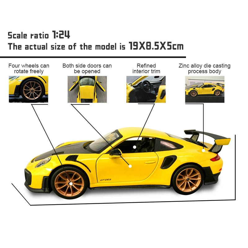 Maisto 1:24 Porsche 911 GT2 RS Toys Car Alloy Simulation Static Sports Car Model Taycan Turbo S Vehicle Toy Collection Kids Gift