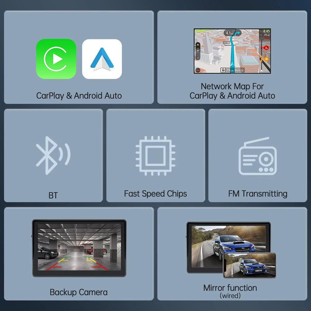 Universal 7inch Car Radio Multimedia Video Player Portable Wireless Apple CarPlay Android Auto Touch Screen For BMW VW KIA