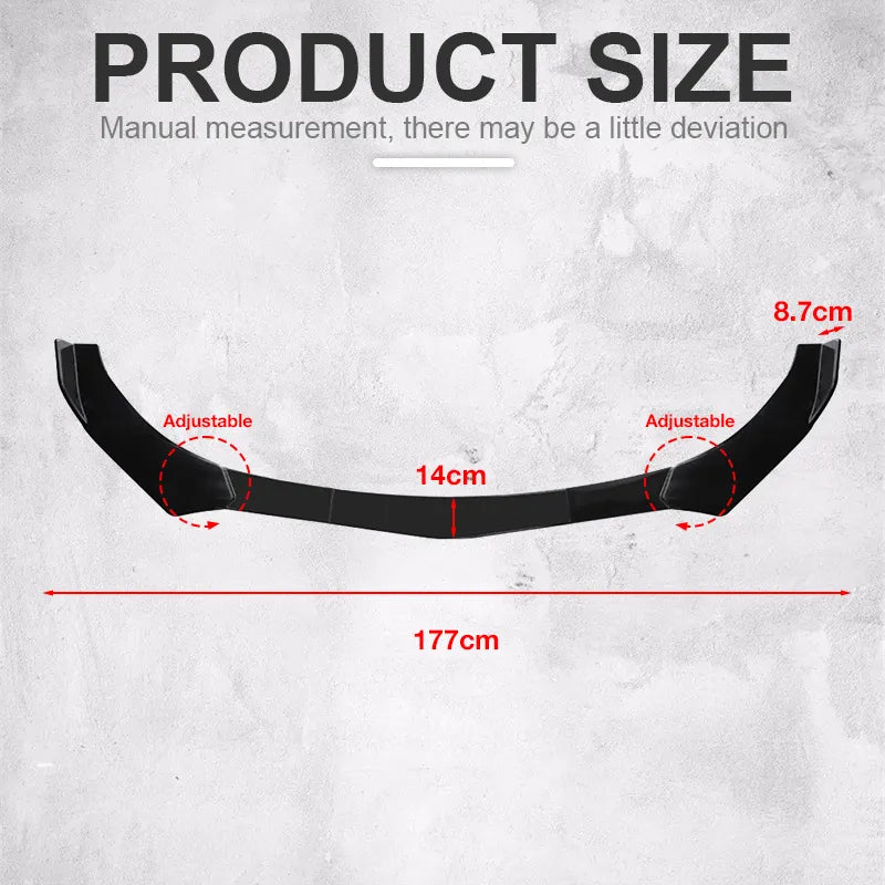 Adjustable 5PCS ABS Front Universal Bumper Separator Body Kit Duck Lip Splitter For BMW For Benz For Honda For Volkswagen