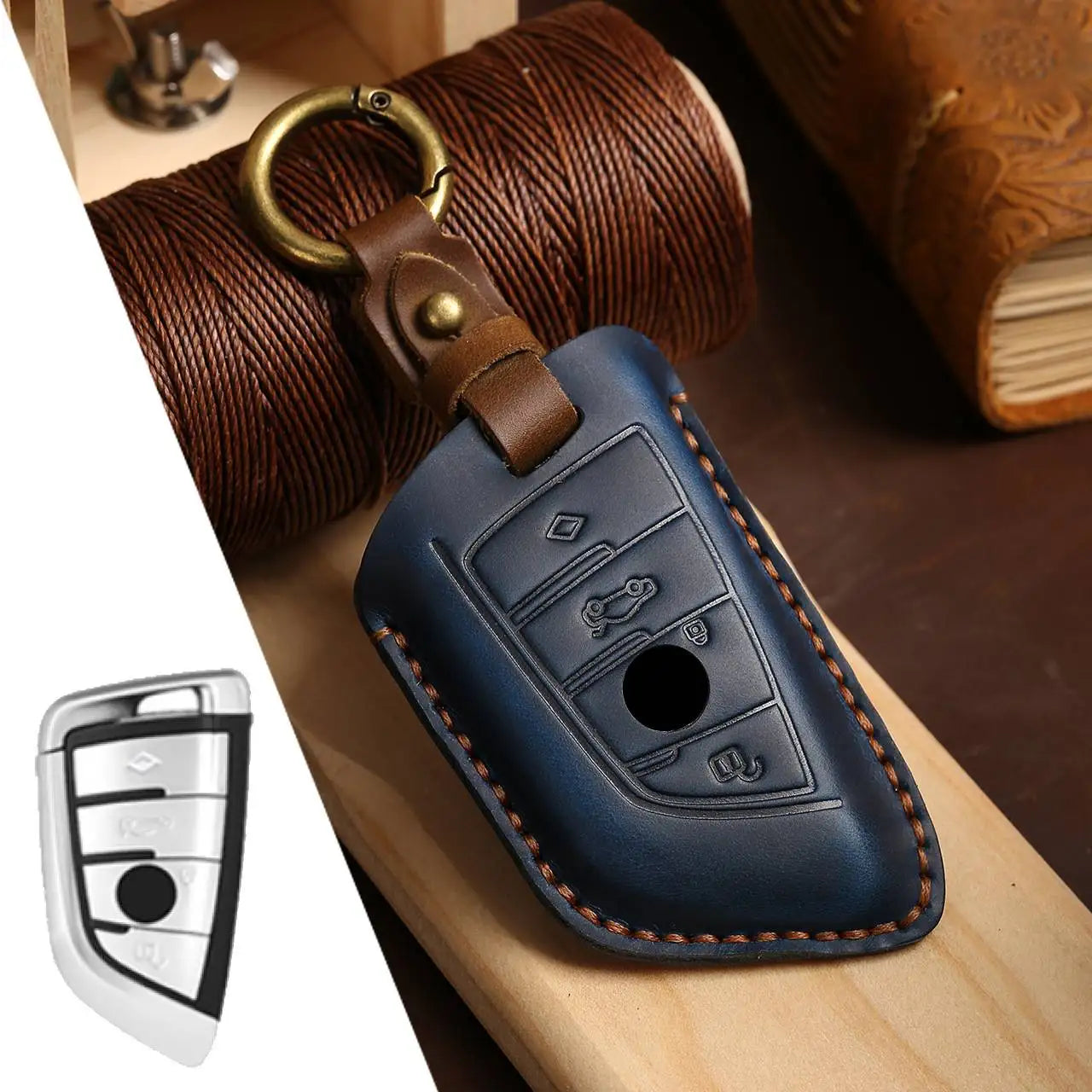 Luxury Car Key Case Cover Leather Fob Accessories Keychain Holder for BMW 530Li 3 5 Series X1 X2 X3 X4 X5 X6 325li Keyring Shell