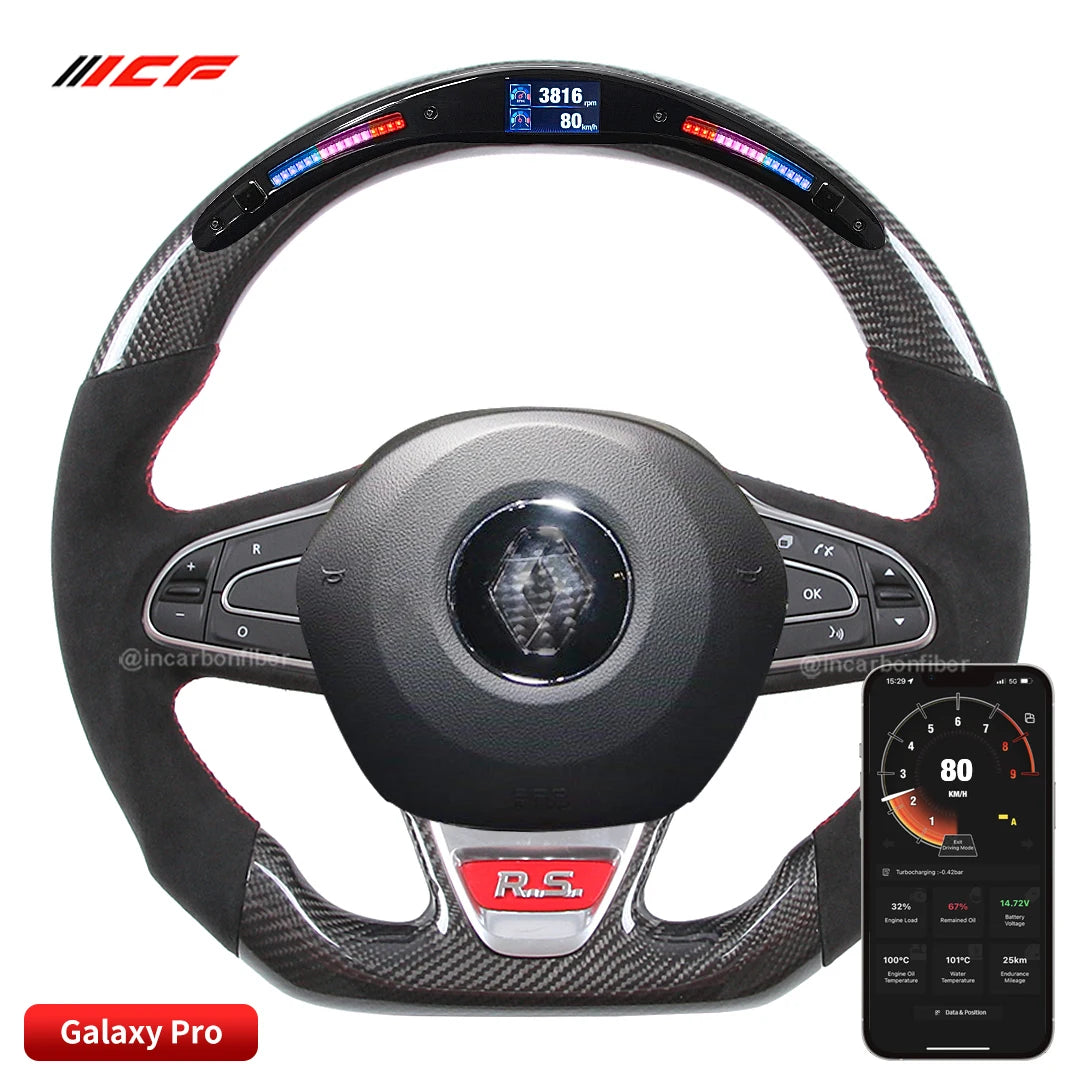 Carbon Fiber LED Steering Wheel for Renault Clio Megane