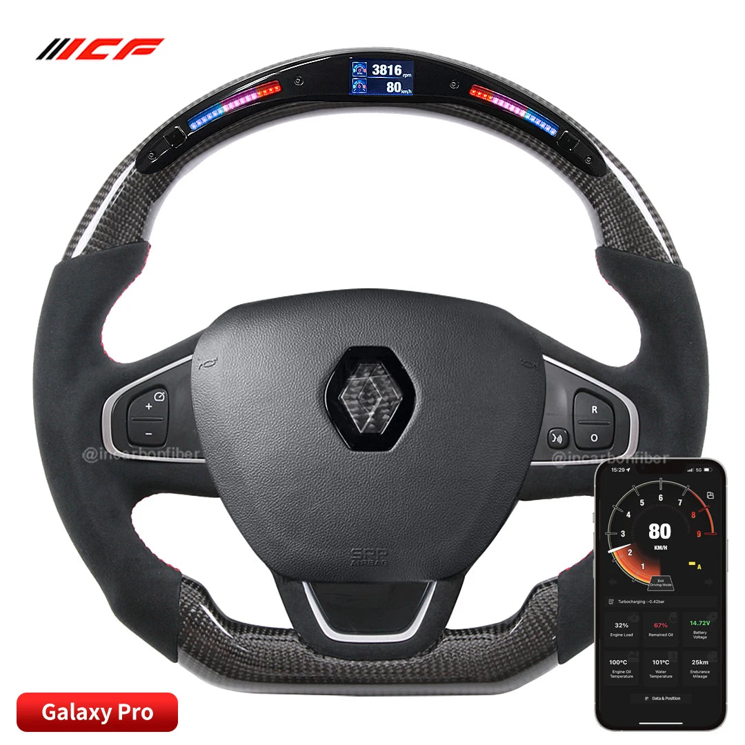 Carbon Fiber LED Steering Wheel for Renault Clio Megane