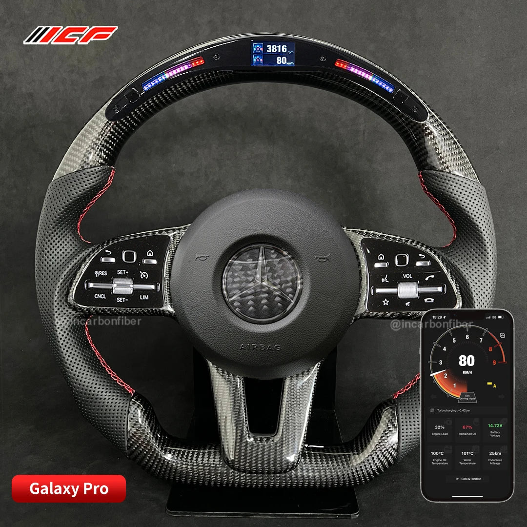Carbon Fiber LED Steering Wheel for Mercedes Benz C63 E63 GT63 S63 GLC63 G63 GLS63 GLE63 SL63 CLS63