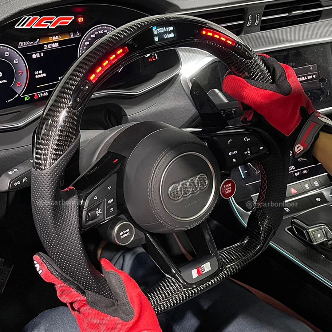 Carbon Fiber LED Steering Wheel for Audi  A1,A2,A3,A4,A5,A6,A7, S3/RS3,S4/RS4,S5/RS5,S6/RS6, TT，TTRS，R8