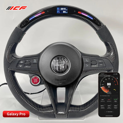Carbon Fiber LED Steering Wheel for Alfa Romeo Stelvio Giulia Accessories 2017 2018 2019 2020...