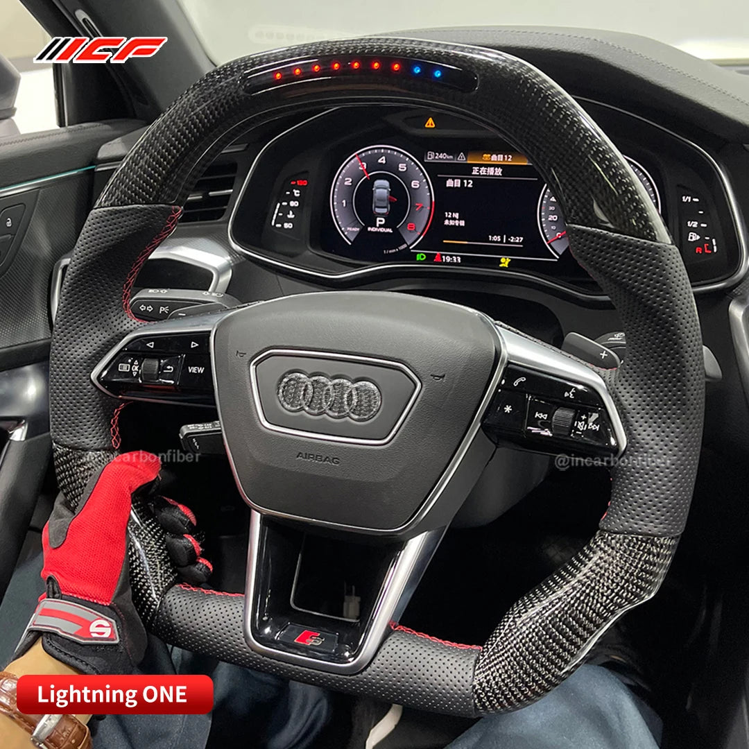 Carbon Fiber LED Steering Wheel for audi A6 A6L A7  S6 S7  A1 A2 A3 A4  Q3 Q5 Q7 S3 S4 S5