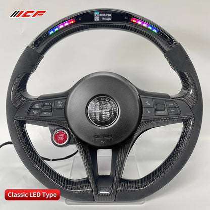 Carbon Fiber LED Steering Wheel for Alfa Romeo Stelvio Giulia Accessories 2017 2018 2019 2020...