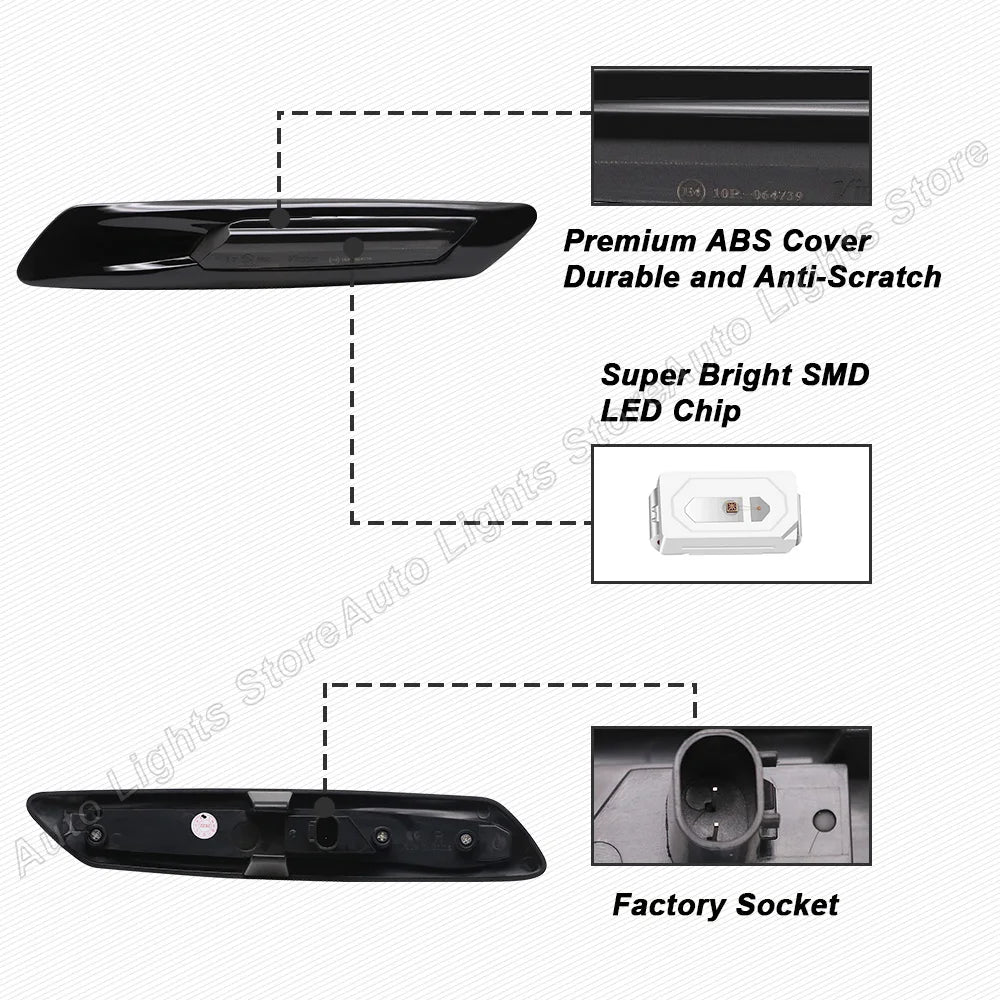 LED Dynamic Side Marker Lights Sequential Turn Signal Lamps For BMW 5-Series F10 F11 528i 528iX 535i 535iX 550i 550iX Hybrid 5