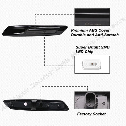 LED Dynamic Side Marker Lights Sequential Turn Signal Lamps For BMW 5-Series F10 F11 528i 528iX 535i 535iX 550i 550iX Hybrid 5