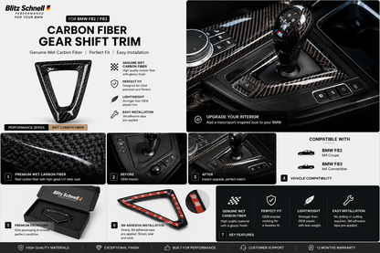 BMW F82 F83 Carbon Gear Shift Surround Trim | Wet Carbon Fiber