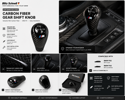 BMW F82 F83 Carbon Gear Shift Knob | Wet Carbon Fiber