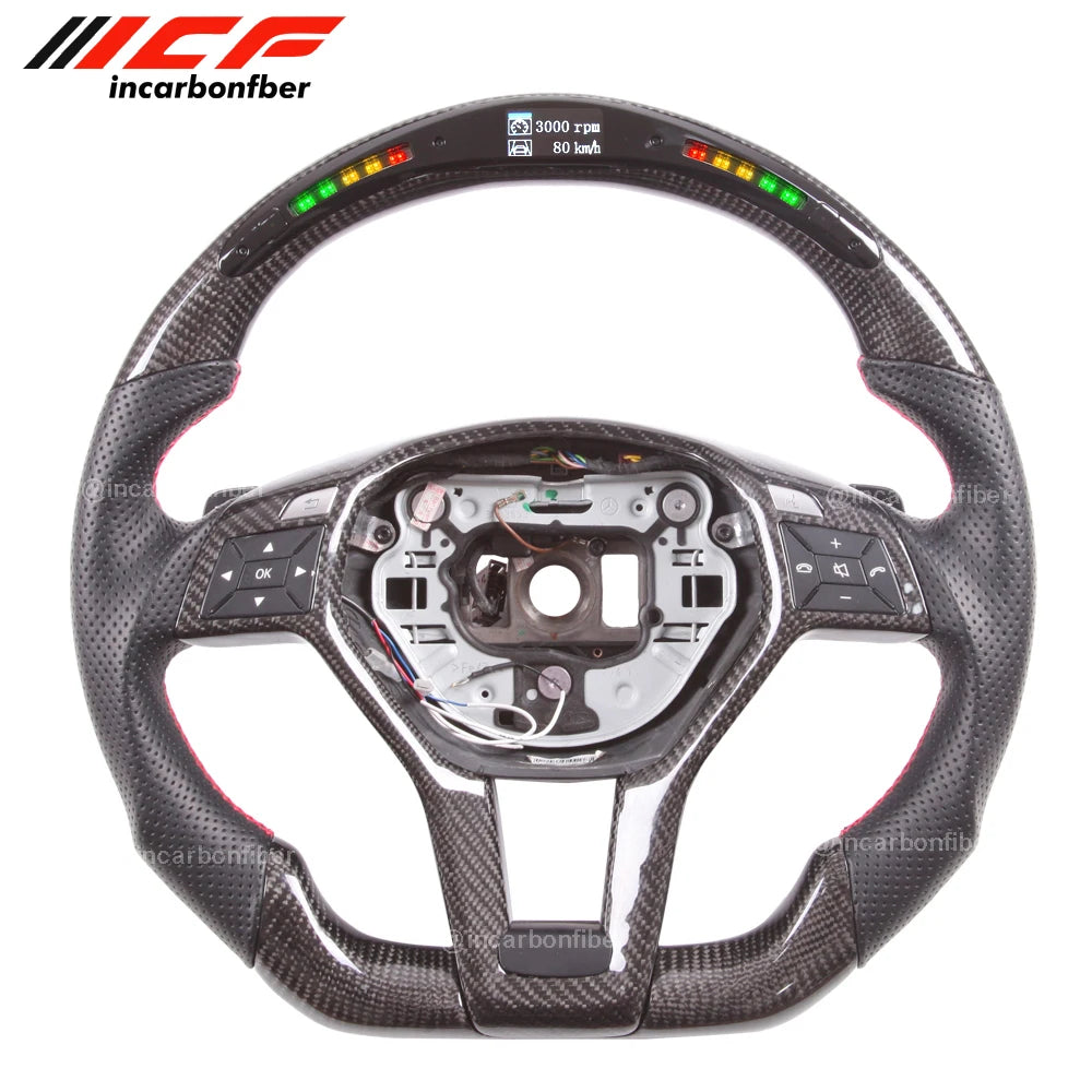 Carbon Fiber LED Steering Wheel for AMG A45 A63 C45 C63 E63 W205 W204