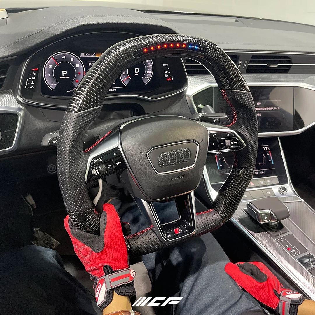 Carbon Fiber LED Steering Wheel for Audi A6 RS6 RS7