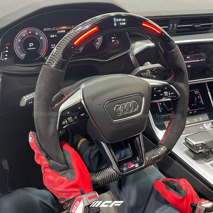 Carbon Fiber LED Steering Wheel for audi A6 A6L A7 RS6 RS7