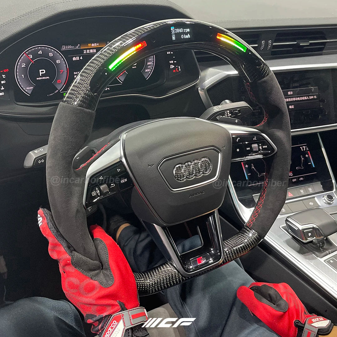 Carbon Fiber LED Steering Wheel for audi A6 A6L A7 RS6 RS7