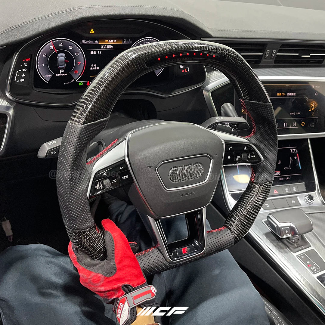 Carbon Fiber LED Steering Wheel for Audi A6 RS6 RS7