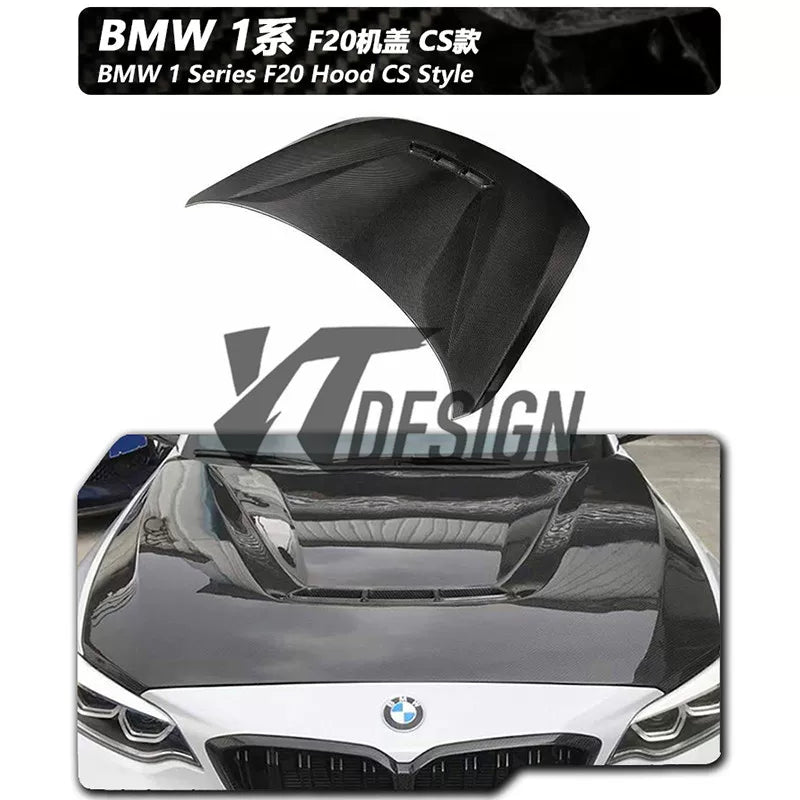 适用于宝马1系F20碳纤维改装件机盖引擎盖前唇尾翼后视镜灯眉中网