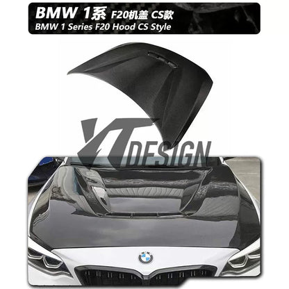 适用于宝马1系F20碳纤维改装件机盖引擎盖前唇尾翼后视镜灯眉中网