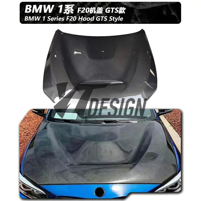 适用于宝马1系F20碳纤维改装件机盖引擎盖前唇尾翼后视镜灯眉中网