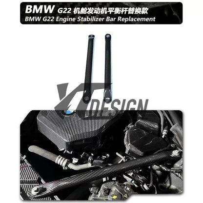 Carbon fibre engine bay components for BMW 4 Series G22: bonnet and radiator grills cover for B48/B58 engines