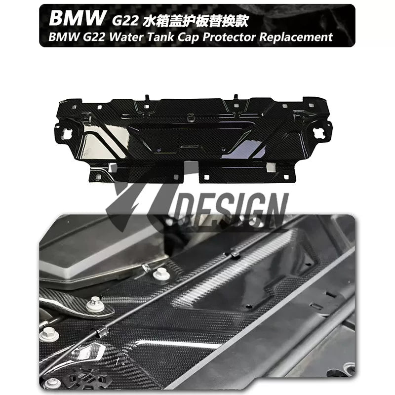 Carbon fibre engine bay components for BMW 4 Series G22: bonnet and radiator grills cover for B48/B58 engines