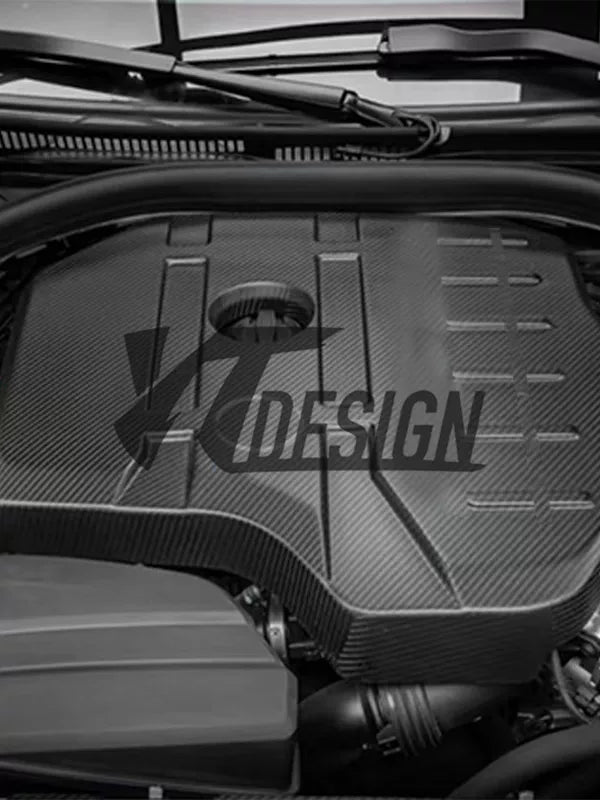 Carbon fibre engine bay components for BMW 4 Series G22: bonnet and radiator grills cover for B48/B58 engines