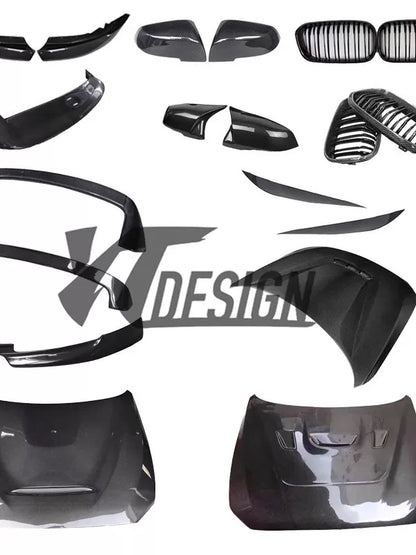 适用于宝马1系F20碳纤维改装件机盖引擎盖前唇尾翼后视镜灯眉中网