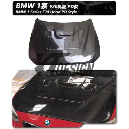 适用于宝马1系F20碳纤维改装件机盖引擎盖前唇尾翼后视镜灯眉中网