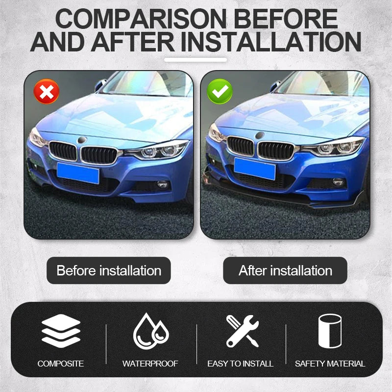 Adjustable 5PCS ABS Front Universal Bumper Separator Body Kit Duck Lip Splitter For BMW For Benz For Honda For Volkswagen