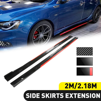 8PCS 2m/2.18m Universal Side Skirt Extension Rocker Plate Lip Separator Bumper For BMW Mercedes-Benz Toyota Audi Nissan Honda
