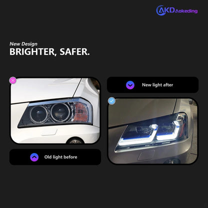 AKD Car Lights for BMW X3 F25 LED Headlight Projector Lens 2010-2013 Pre-LCI Head Lamp Front DRL Signal Automotive Accessories