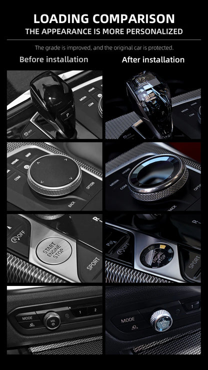 Crystal Gear Shift Knob Lever Handle Volume Button with Sync Ambient Light for BMW X5/X6/X7 G05 G06 G07 3/4/8 Series G20 G21 G28