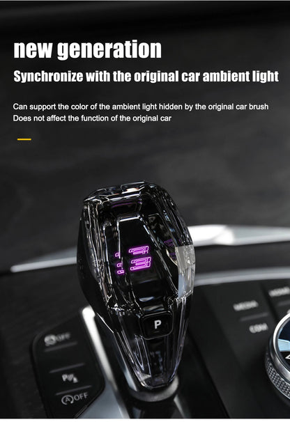 Crystal Gear Shift Knob Lever Handle Volume Button with Sync Ambient Light for BMW X5/X6/X7 G05 G06 G07 3/4/8 Series G20 G21 G28