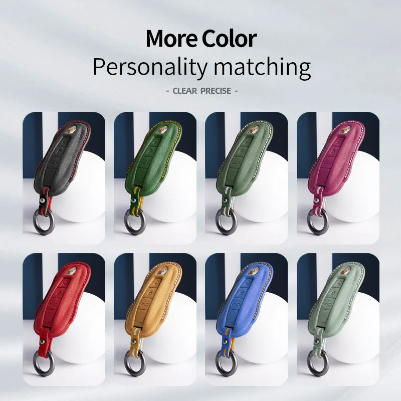 Alcantara Car Key Case Cover For Porsche Panamera Spyder Carrera Macan Cayman Cayenne 911 970 981 991 Accessories