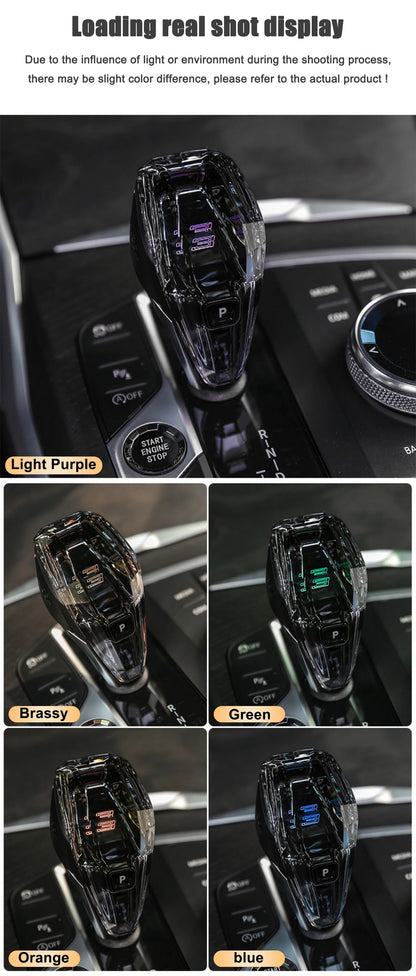 Crystal Gear Shift Knob Lever Handle Volume Button with Sync Ambient Light for BMW X5/X6/X7 G05 G06 G07 3/4/8 Series G20 G21 G28